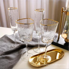 Hot Selling 410ml Crystal Glasses White Wine Glass Cups and Glassware, Golden Edge